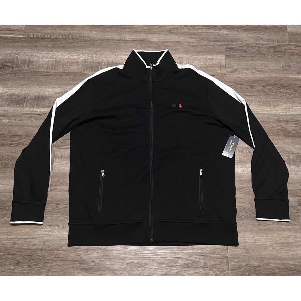NEW Polo Ralph Lauren Men's Size 2XL Full Zip Black Interlock Track Jacket XXL